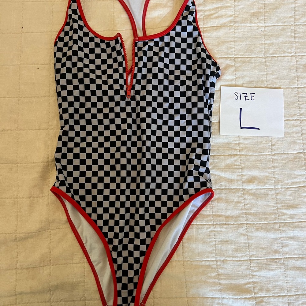 Malibu Black and White Checkered Kids One Piece